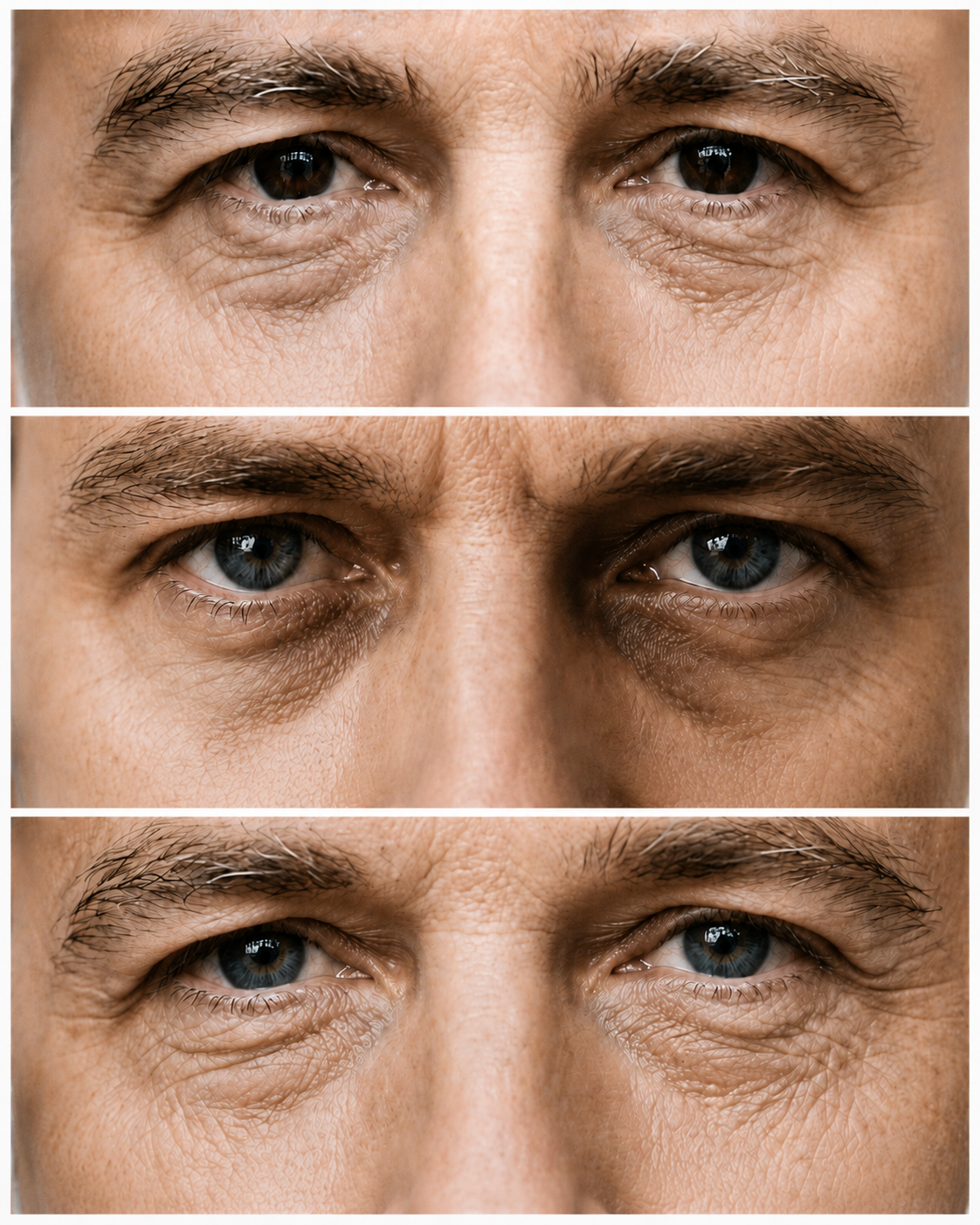 Natural under-eye texture on a man's face